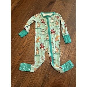 Little Legends bamboo 6-12M Pajamas Footie Snowman Santa Print boutique